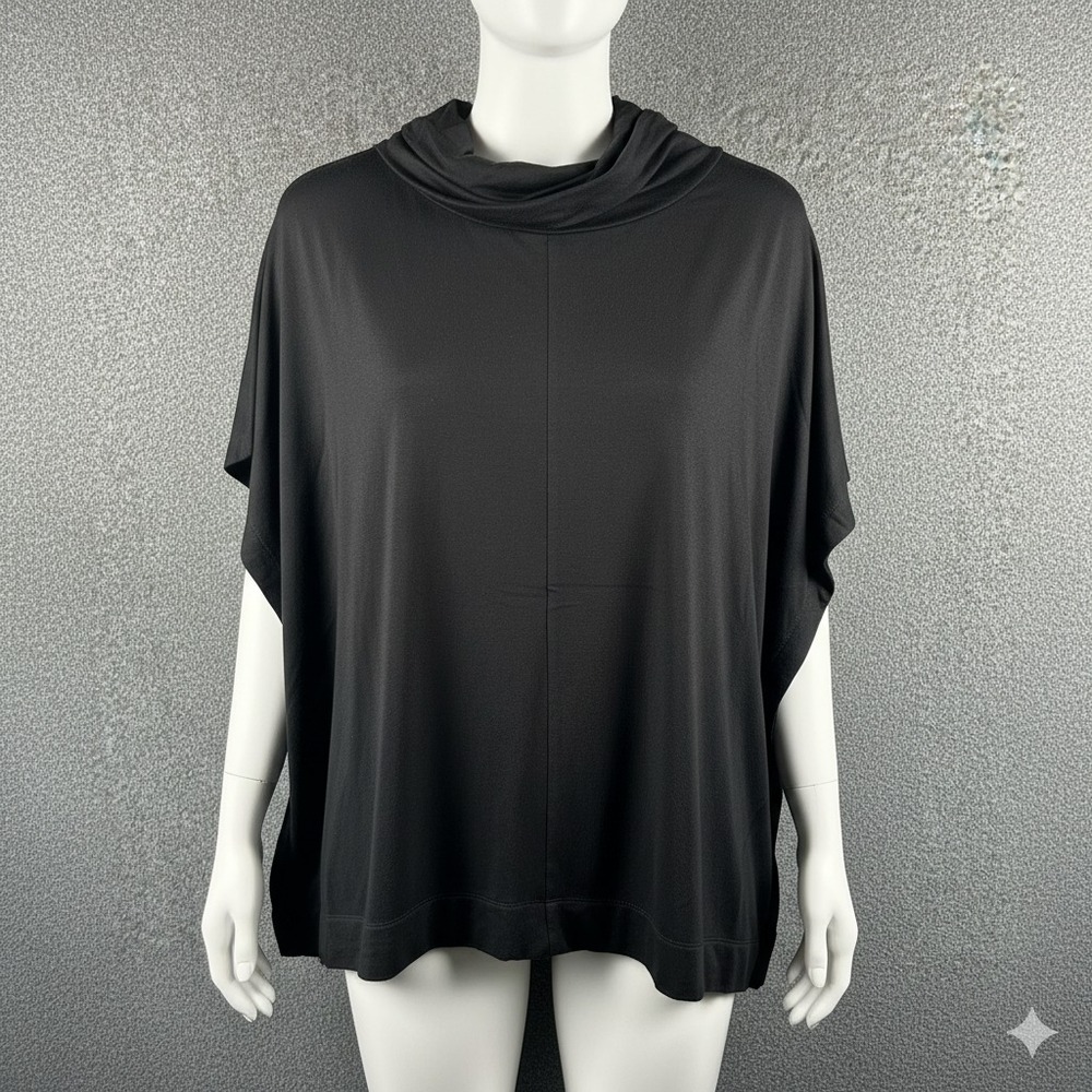 LOFT Outlet Women's Black Jersey Knit Cowl Neck Poncho XS/S Cozy Sweater‎ Wrap